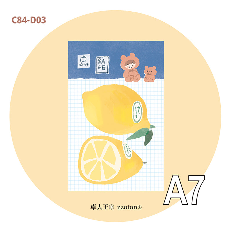 Molinta - Fresh Lemon A7 Memo Pad

Enjoy 20 sheets of this lemon inspired memo pad to your writing experience!

Specifications: 80mmx120mm
Material: 120g white kraft paper
Number of pages: 20