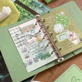 Molinta - Green A6 Six Ring Binder Cover

A compact A6 six ring binder from&nbsp;Molinta, designed for everyday notes, lists, and creative planning. Lightweight and easy to carry, it’s an ideal companion for quick thoughts, reminders, and daily jotting.

Specifications: 110mm x 190mm
Sanded PU Leather, soft feel, durable and resistant
Inserts not included