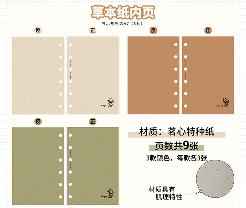 Molinta - Herbal Paper A7 Memo Sheets

Enjoy 9 sheets of these 3 different papers with unique colors with a textured design to add to your journaling experience!

Specifications: 80mmx120mm
Material: Mingxin paper
Number of pages: 9