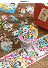 Molinta - Relax Life Sticker Roll Doodle Style Kiss Cut Washi Tape Journal Spreads Writable
