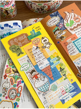 Molinta - Relax Life Sticker Roll Doodle Style Kiss Cut Washi Tape Journal Spreads Writable Paper