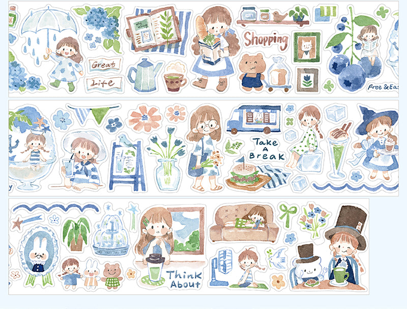 Molinta Colors: Dark Blue, Brown, and Green Washi Tape 2 Kiss Cut