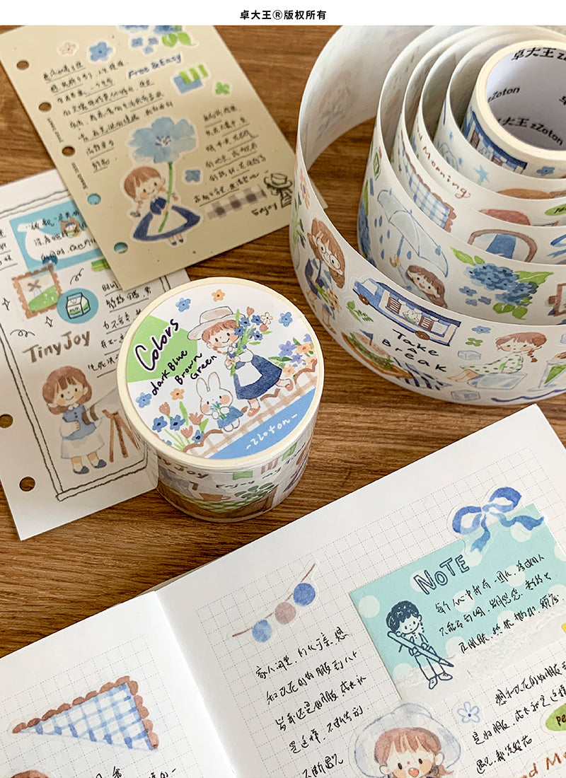Molinta Colors: Dark Blue, Brown, and Green Washi Tape 2 Kiss Cut Washi zzoton