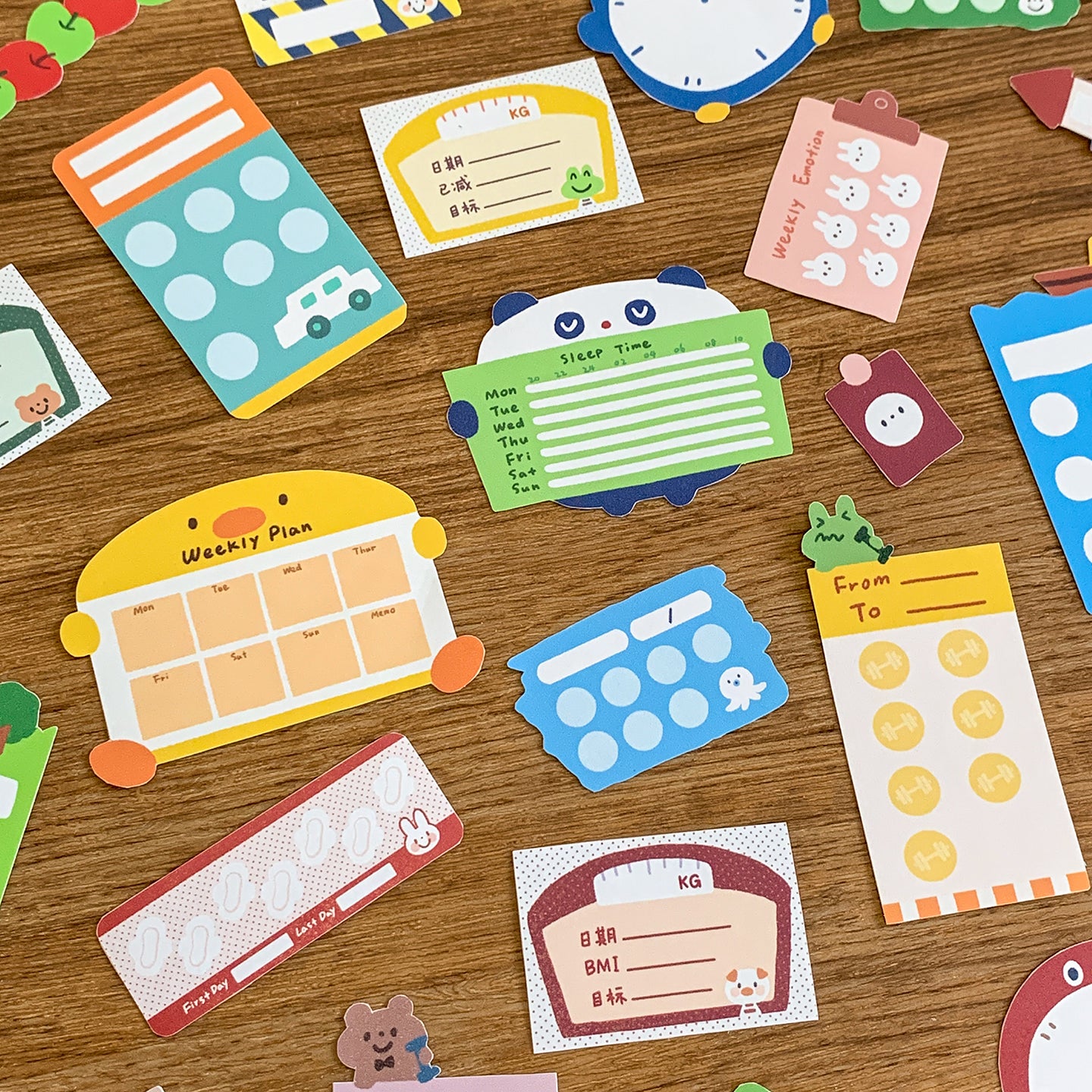 Molinta - Daily Tracker Washi Sticker Roll Sticky Notes Kiss Cut Tracker Sticker Die Cut