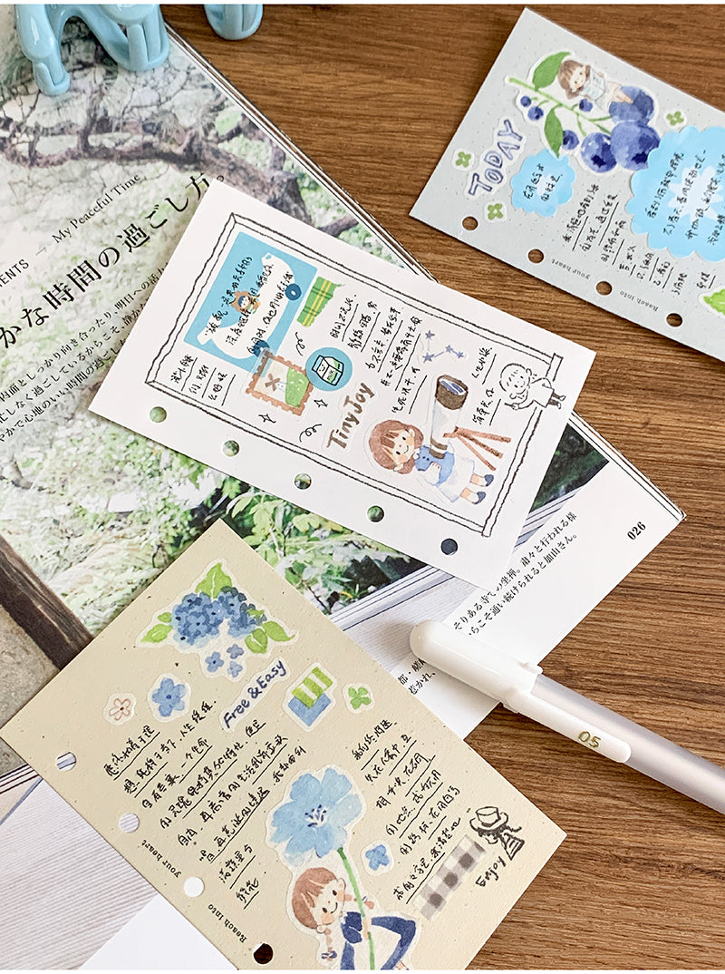 Molinta Dark Blue, Brown, and Green Washi Tape 2 Kiss Cut Washi zzoton Molinta Washi Tape Journaling Spreads