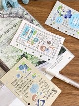 Molinta Dark Blue, Brown, and Green Washi Tape 2 Kiss Cut Washi zzoton Molinta Washi Tape Journaling Spreads