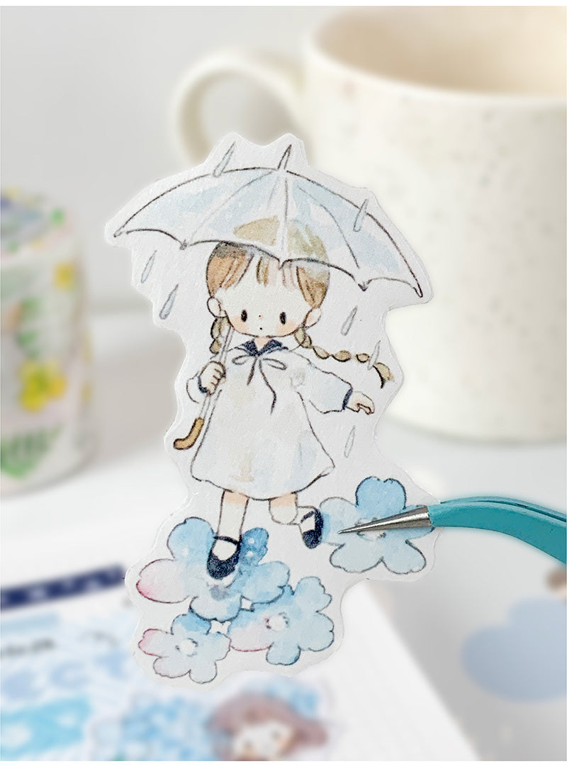 Molinta Flower Garden Washi Sticker Roll Rainy Day