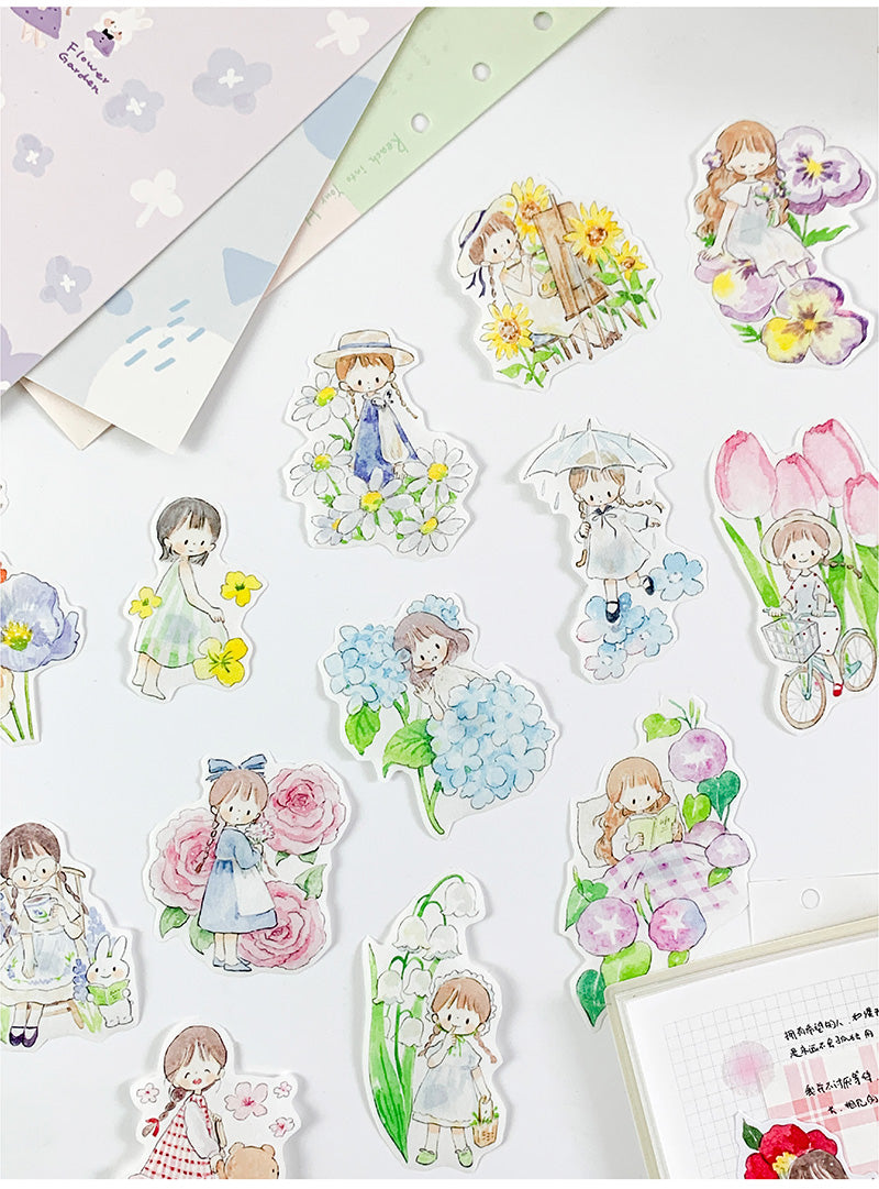 Molinta Flower Garden Washi Sticker Roll Rainy Day Washi Tape Die Cut