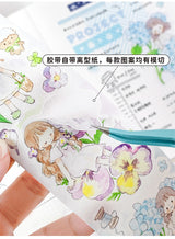 Molinta Flower Garden Washi Sticker Roll Rainy Day Washi Tape Die Cut Floral journaling Hydrangea kiss cut