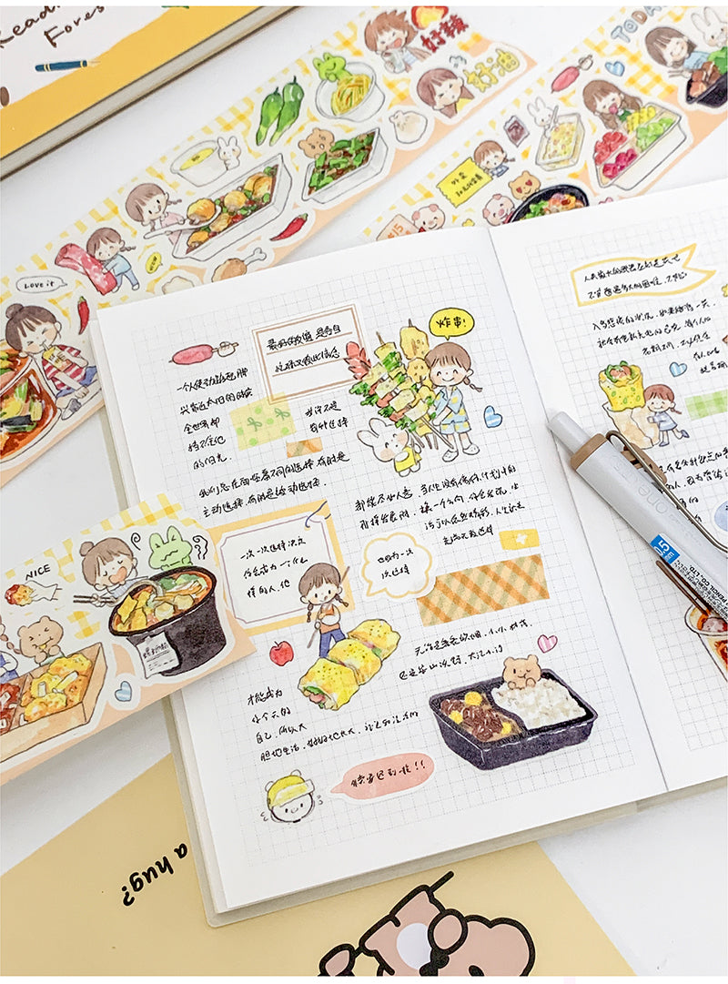 Molinta_Food_Delivery_Washi_Tapes Kiss Cut Stickers Asian Foods