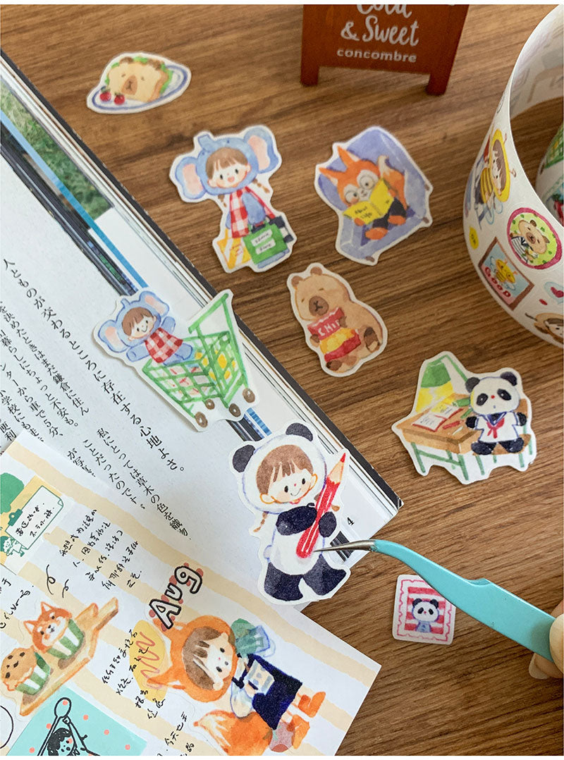 Molinta Lovely Animal Washi Sticker Roll Washi Tape kiss cut