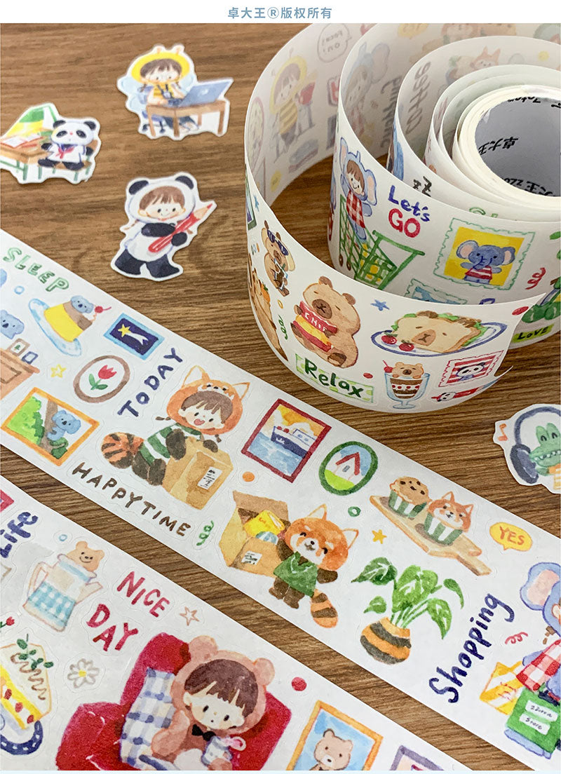 Molinta Lovely Animal Washi Sticker Roll Washi Tape kiss cut roll