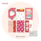 Molinta M5 Memo Sheets - Warm Red

Enjoy these cute memo sheets with 6 different patterns front and back! With 4 sheets of each pattern, you get a generous stack of beautifully coordinated designs that fit effortlessly into any M5 setup.

Specifications: 67mm x 105mm
Material: 120g cotton paper

Number of pages: 24