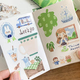 Introducing conveniently pocket sized M5 sticker books with release paper that can store all your loose stickers or precious vinyl stickers that can be pasted and reused whenever you desire! Each one has a sweet and cute design on the front!