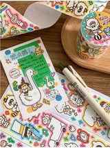Molinta Relax Life Sticker Roll Doodle Style Kiss Cut Washi Tape Journal Spread Writable Paper Cute Kawaii Molinta