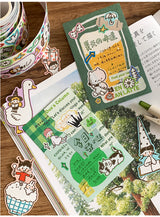 Molinta Relax Life Sticker Roll Doodle Style Kiss Cut Washi Tape Journal Spread Writable Paper Cute Kawaii Molinta Washi