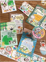 Molinta Relax Life Sticker Roll Doodle Style Kiss Cut Washi Tape Journal Spread Writable Paper Cute Kawaii Molinta Washi Sticker