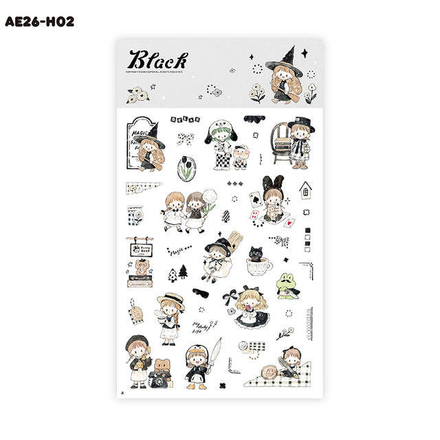 Molinta Sticker Sheet - Black

Celebrate your love for black with this charming Molinta sticker sheet. Featuring adorable illustrations in Molinta’s signature whimsical style, these stickers are perfect for decorating planners, journals, scrapbooks, and happy mail.

105x148mm
Material: Japanese Paper
Includes 2 sticker sheets