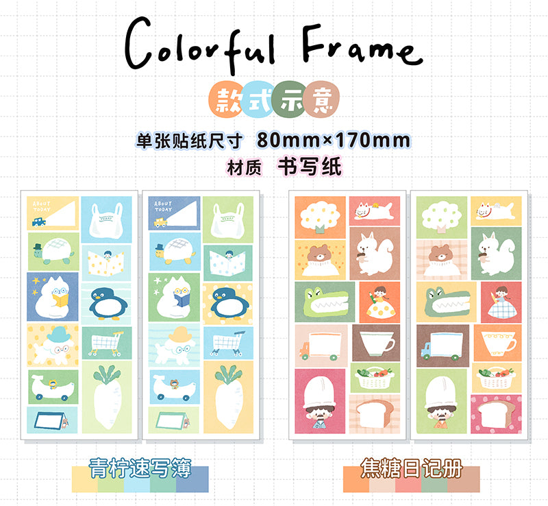 Molinta Sticker Sheet - Colorful Frames

A bright and charming way to frame your memories, decorate your planner, and add personality to any creative project. With two sheets included, you get plenty of playful frames to mix, match, and enjoy.

80x170mm
Material: Writing Paper
Includes 2 sticker sheets