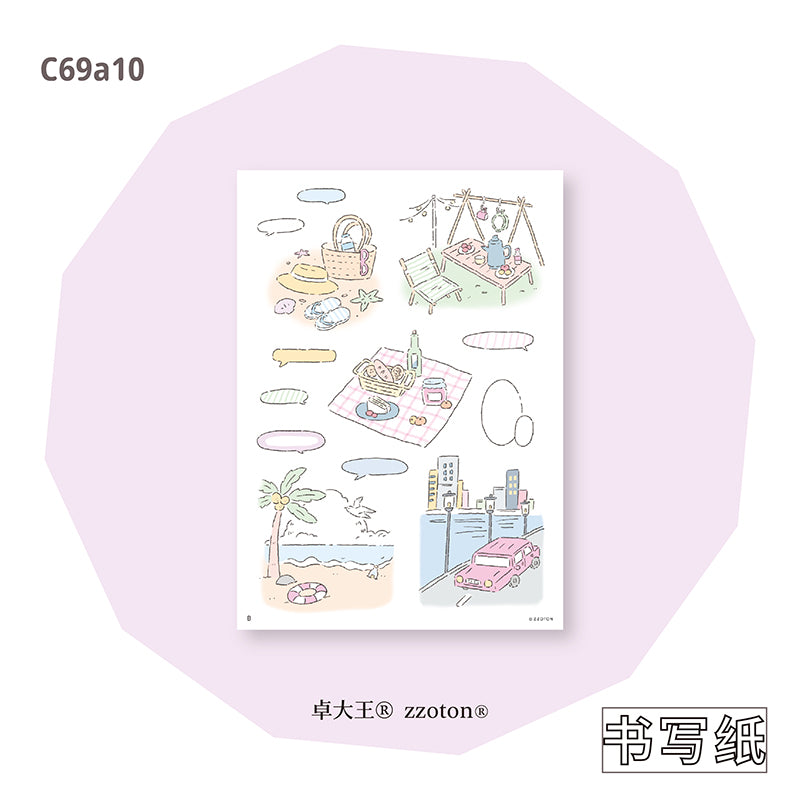 Molinta Sticker Sheet - Cozy Little Scene

&nbsp;Featuring adorable illustrations in Molinta’s signature whimsical style, these stickers are perfect for decorating planners, journals, scrapbooks, and happy mail.

105x148mm
Material: Japanese Paper
Includes 1 sticker sheet&nbsp;