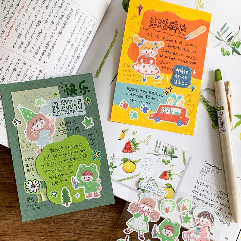 Featuring an adorable collection of daily illustrations sorted by color, these sticker sheets adds a lively, whimsical touch to planners, cards, photo albums, and creative projects. Each design is printed on durable sticker paper for crisp colors and long‑lasting use.
