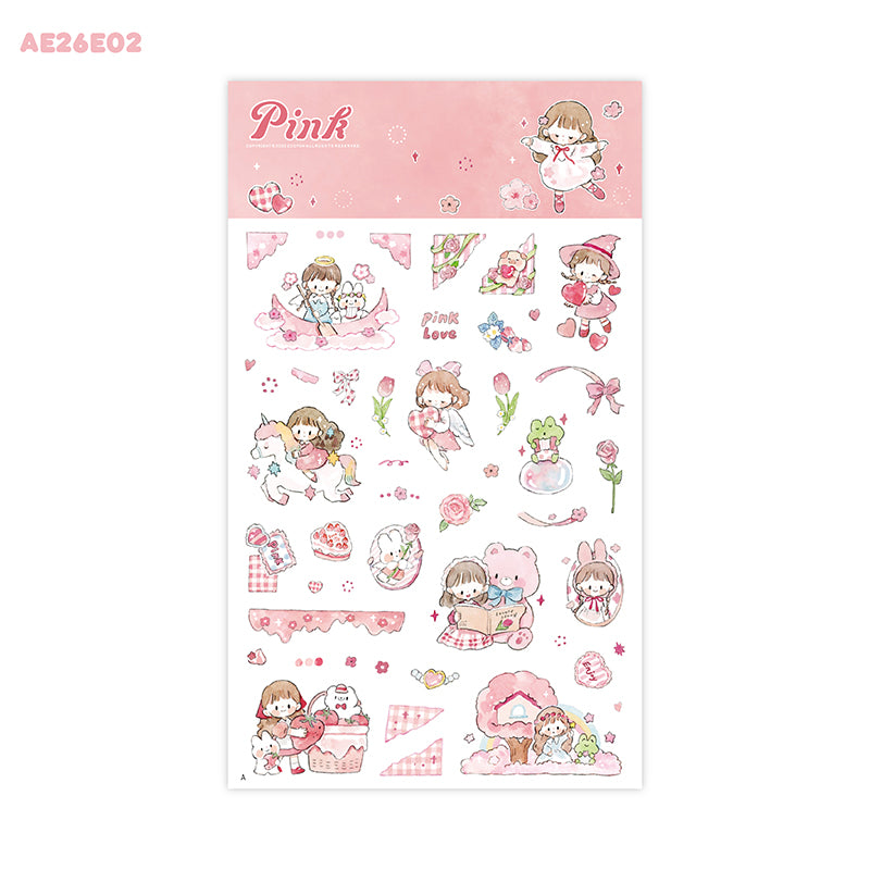 Molinta Sticker Sheet - Pink

Celebrate your love for all things pink with this charming Molinta sticker sheet. Featuring adorable illustrations in Molinta’s signature whimsical style, these stickers are perfect for decorating planners, journals, scrapbooks, and happy mail.

105x148mm
Material: Japanese Paper
Includes 2 sticker sheets