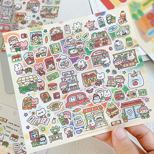 Molinta Sticker Sheet - Supermarket

Featuring an adorable collection of supermarket‑themed illustrations, this sticker sheet adds a lively, whimsical touch to planners, cards, photo albums, and creative projects. Each design is printed on durable PVC material for crisp colors and long‑lasting use.

137x125mm

Material: PVC
Includes 1 sticker sheet