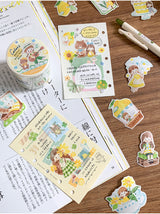 Molinta Yellow, Grass Green, and Blue Washi Tapes zzoton Journaling Spreads kiss cut washi Tapes planner