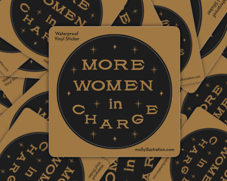 More Women In Charge Vinyl Sticker by Molly Illustration

This kiss cut sticker of my original artwork is printed on waterproof vinyl. Perfect for water-bottles, laptops, notebooks, helmets, bikes, skateboards and more.