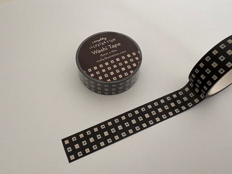 Black and White Checked Stars Washi Tape by Molly Illustration