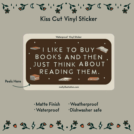This kiss cut sticker of my original artwork is printed on waterproof vinyl. Perfect for water-bottles, laptops, notebooks, helmets, bikes, skateboards and more.