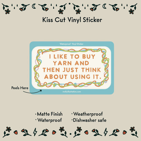 This kiss cut sticker of my original artwork is printed on waterproof vinyl. Perfect for water-bottles, laptops, notebooks, helmets, bikes, skateboards and more.