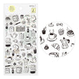 The "Monotone Cafe Pattern" also includes motifs such as coffee, fountain pens, and ink.



A wide variety of sticker designs to use with your notebook

These peel-and-stick washi stickers will make your daily records more fun. Simply stick them freely on the margins of your notebook to create a gorgeous page. &nbsp;It comes in a pack of 2 sheets, a small size that is perfect for&nbsp;monthly blocks and a large size that is convenient for filling in the blanks.