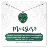 Monstera Charm Necklace Silver Plated