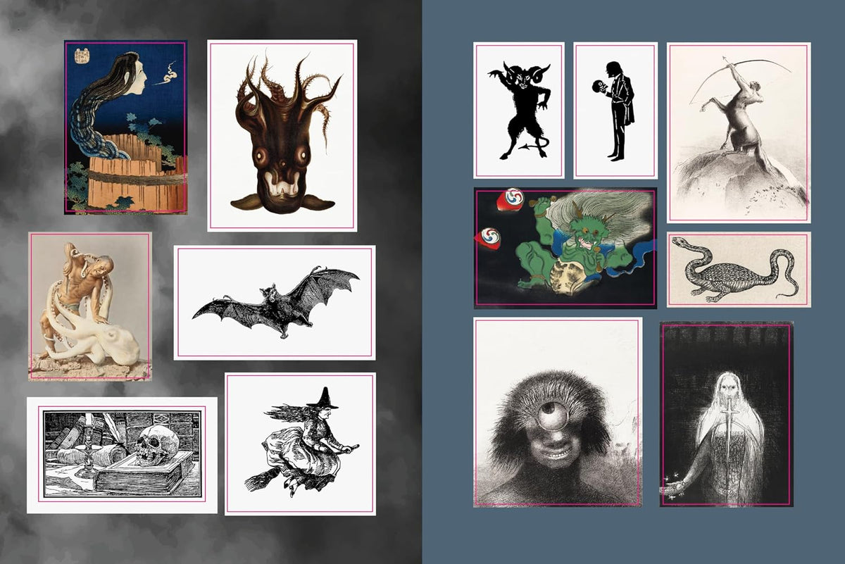 Explore the dark and macabre world of mythology and monsters with 500+ stickers, 50+ activity pages, puzzles, and trivia. 

With the Monsters, Mayhem, and Myths Sticker, Color & Activity Book, you can express both your creative and dark side with:

Exquisitely illustrated stickers: Use them to decorate envelopes, gift wrap, letters, scrapbooks, journals, or photo albums. On the backs of the sticker pages are quotes about various monsters and myths.
Creepy coloring pages, featuring line-drawn images of all k