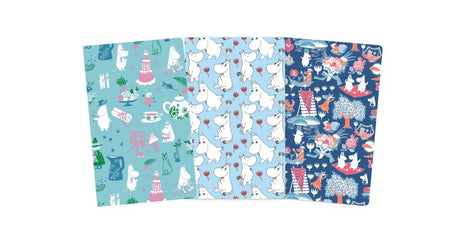 Moomin Classics Set of 3 Mini Notebooks features a collection of three mini, foiled notebooks, each with a different beautiful design. With alternating lined and blank pages, a sturdy cover and rounded corners, they are perfect to be carried everywhere!

Each has a rounded spine with alternating lined and blank pages.
