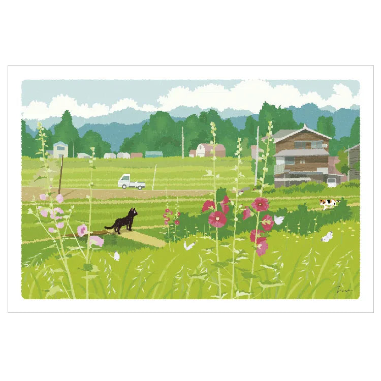 This postcard features the cat "Tabineko" that travels through the scenery of Japan's four seasons.

4in x 5.8in