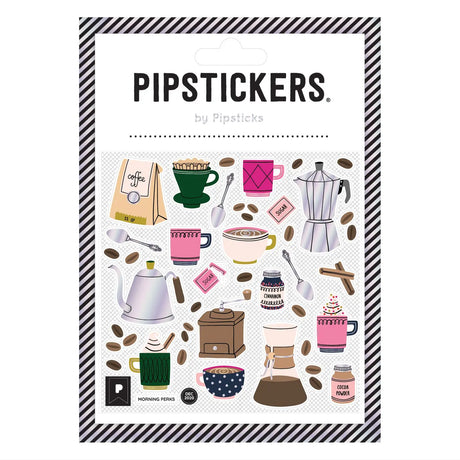 PipStickers are the PERFECT gift for the sticker lover in your life - even if it's you! These unique wood-free paper designs with holographic silver foil accents come on a clear backing and cannot be found anywhere else.

Includes one 4'' x 4'' sheet of Morning Perks PipStickers and includes the Pipsticks manifesto.