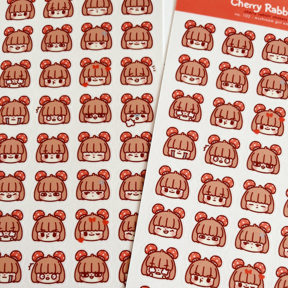 Cherry Rabbit Mushroom Girl Emojis Sticker Sheet