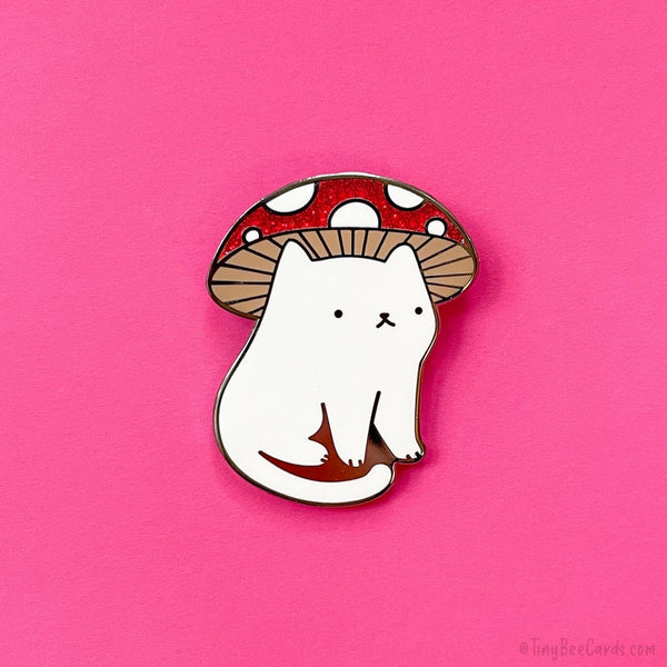 Mushroom Kitty Glitter Hard Enamel Pin