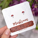 Mushroom Stud Earrings Silver