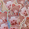 Mushroom Girl x Bubble Tea die-cut sticker