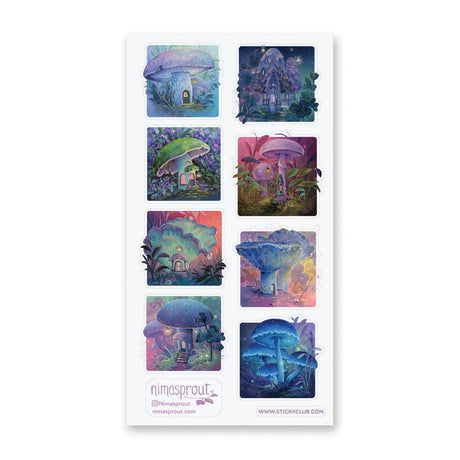 🏡🍄 Forget tiny houses — @nimasprout has the real estate of our cottagecore dreams. Organic architecture and prime forest-front views, swoon and sustainability at its finest. No cap. Forward all our mail, we live here now.

Art by: @nimasprout

Top Coating: None

Adhesive Layer: Paper

Backing Layer: Clear PET

6.69" x 3.54". Weight - 0.03lbs.

1 sheet included