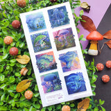 🏡🍄 Forget tiny houses — @nimasprout has the real estate of our cottagecore dreams. Organic architecture and prime forest-front views, swoon and sustainability at its finest. No cap. Forward all our mail, we live here now.

Art by: @nimasprout

Top Coating: None

Adhesive Layer: Paper

Backing Layer: Clear PET

6.69" x 3.54". Weight - 0.03lbs.

1 sheet included