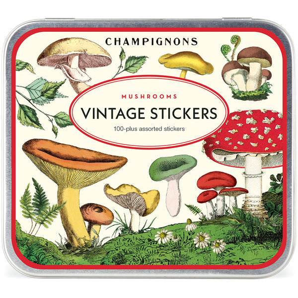 Mushrooms Vintage Stickers Tin