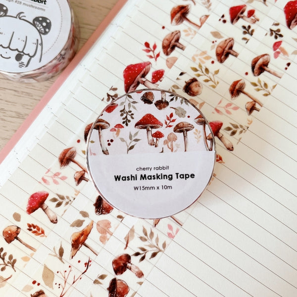 Cherry Rabbit Mushrooms Washi Tape