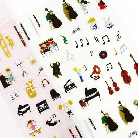 Music Sticker Sheet

This is a small size transparent material sticker that is easy to decorate in planners or journals. It contains two identical illustrations, so you can use it for preservation, matching, or sharing.

Sheet size: Length 150× Width 90mm
Includes 1 sticker sheet