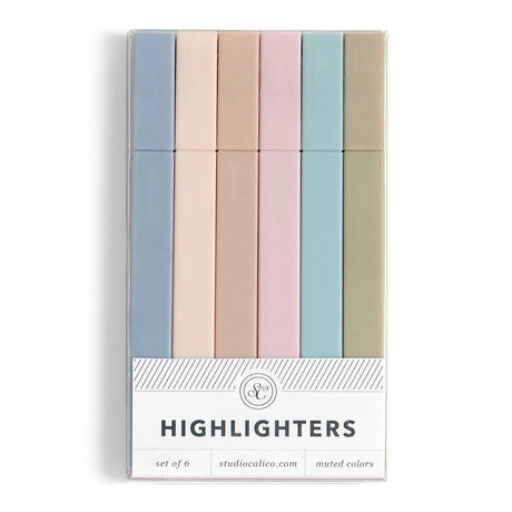 Keep things calm, clean, and color-coded with the Muted Highlighter Set. This set of 6 soft-toned markers brings a subtle, sophisticated touch to your notes, planners, and journals. Each highlighter features a chisel tip for versatile use—perfect for highlighting key points or creating gentle headers without the visual clutter. Packaged in a modern, minimalist case, these highlighters are great for students, teachers, professionals, and anyone who prefers a quieter palette. A stylish and functional gift for