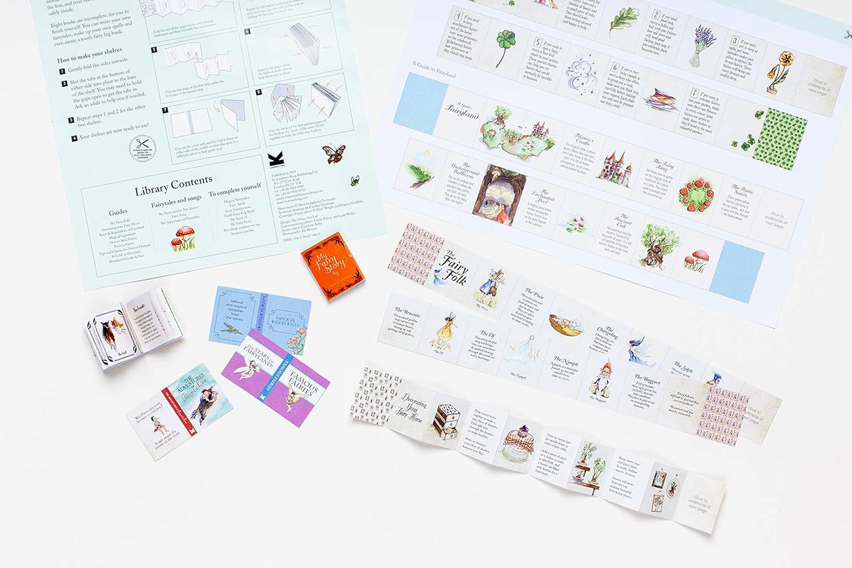 
Open the box to go on an adventure into Fairyland and create a library of magical miniature books that you can really read!

Just cut, fold, and stick to make 20 tiny fairy books, from guides to Fairyland and its inhabitants to illustrated stories and books to complete yourself. The kit comes with tiny shelves to store your books and the box becomes a magical fairy playset!

With stunning illustrations from Daniela Jaglenka Terrazzini, this is an enchanting follow-up to 2017's My Miniature Library, lauded 