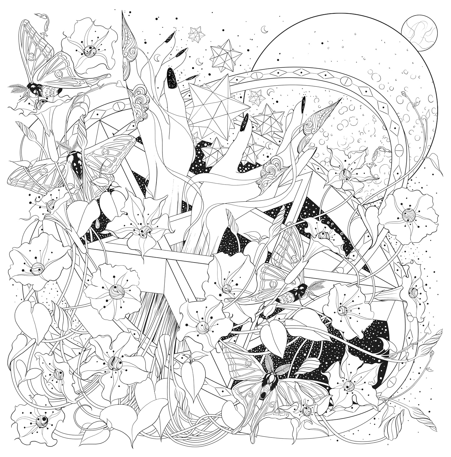 Unlock the key to geometric portals that cross dreamlike realms, become transfixed by celestial mandalas or delicate botanical wonders, and tinker with kaleidoscopic lenses to bring prismatic dragonfly gardens, moody corridors, and magick peculiarities to life. Cast a colorful spell on more than 45 hand-drawn coloring pages brimming with intriguing earth magick and cosmic mystique in Mythographic Color and Discover: Magick Apothecary.